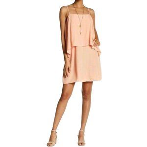 Paris Sunday Women M Blush Pink Tiered Adjustable Strap Sleeveless Sheath dress